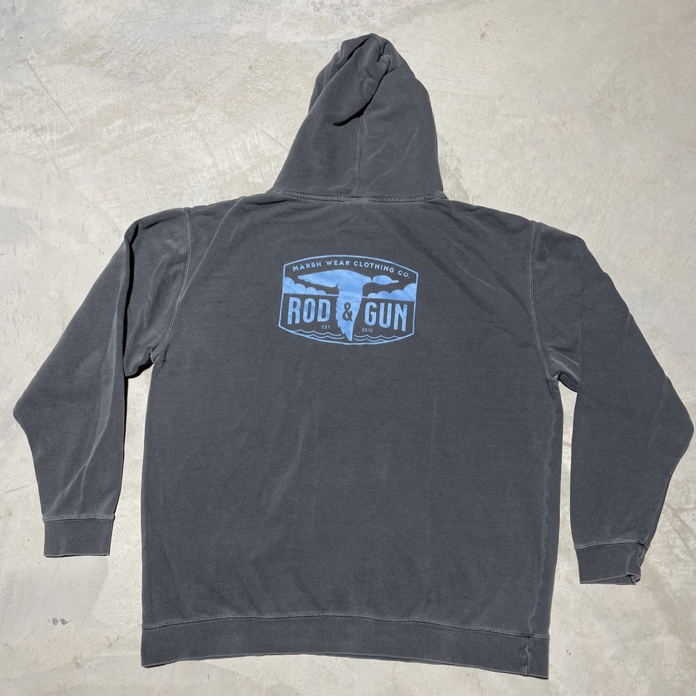 Marsh Wear Hoodie Men's 2XL Pullover shirt Drawstring Pockets Graphic Fishing
